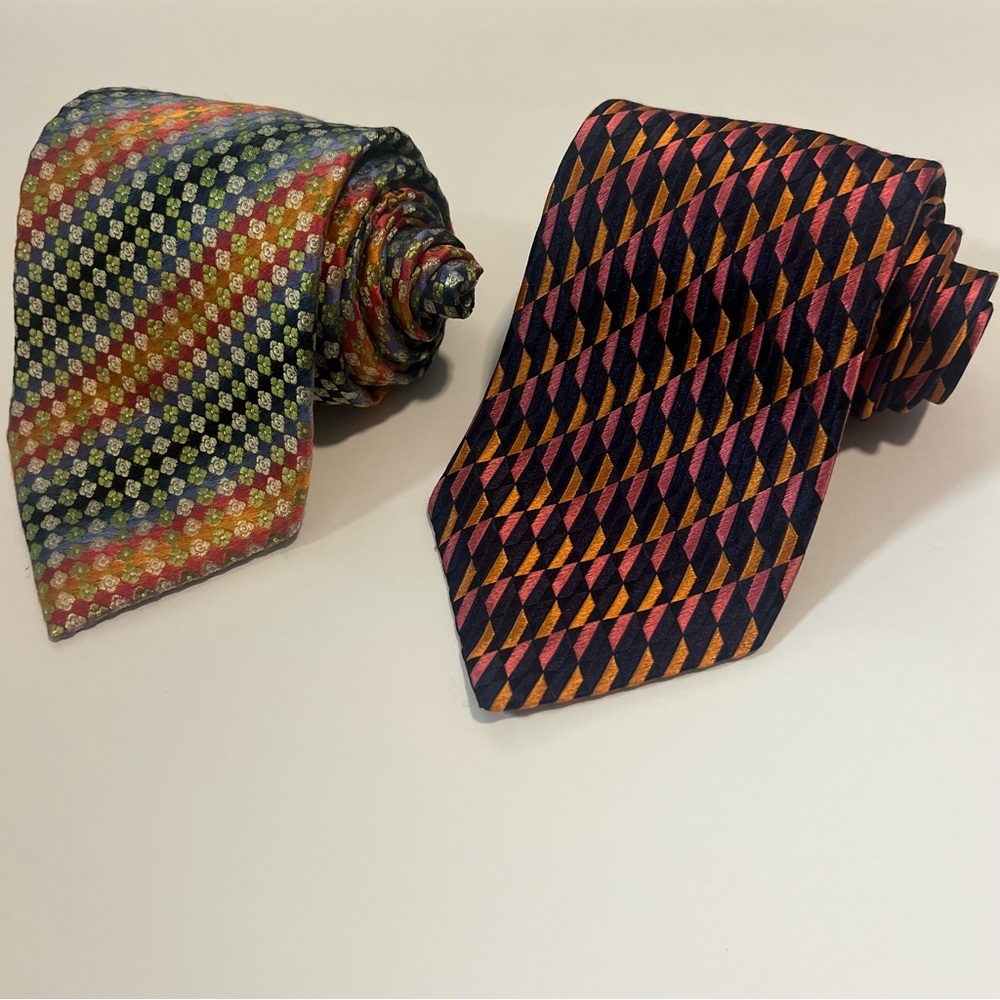 Bolgheri, Multicolor, Vibrant, Patterned,‎ 100% silk, XL size, Men's Ties